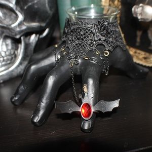 Gothic Black Lace Bracelet Ring combo Brand New